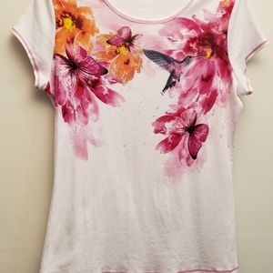 Blue Canyon fitted Floral Hummingbird Top XL